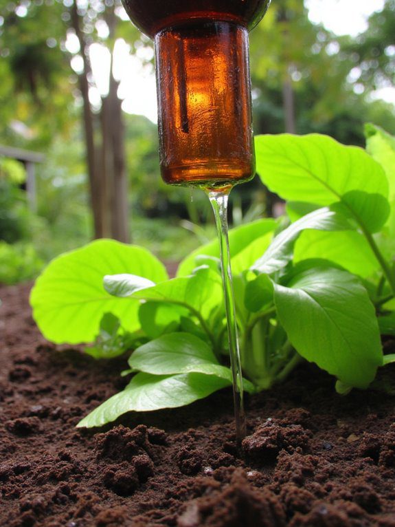 repurposed wine bottle irrigation