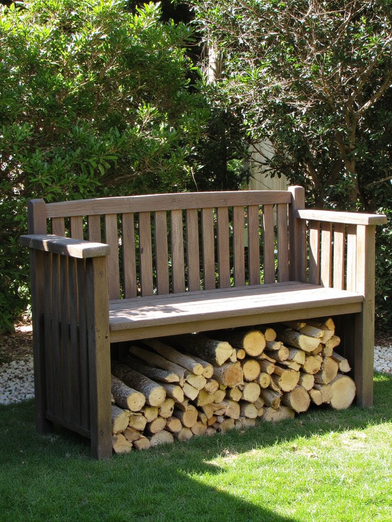 rustic garden bench storage