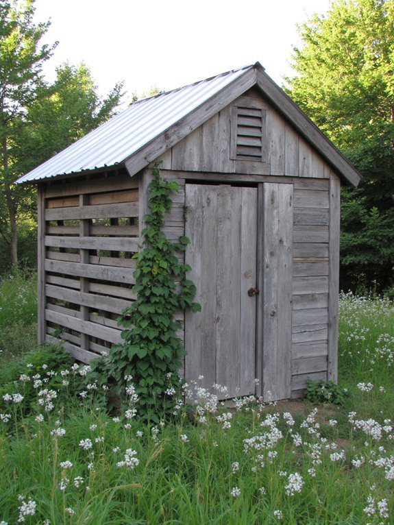 rustic shed with tin roof
