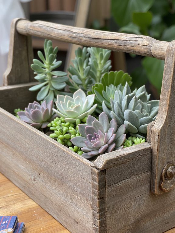 rustic toolbox succulent planter