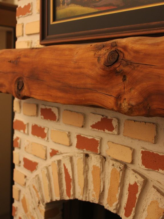rustic wood beam mantel