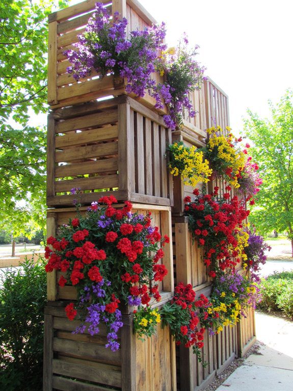 rustic wooden crate columns