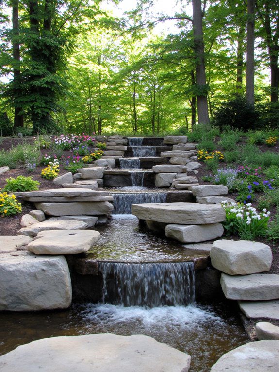 serene multi level waterfall oasis