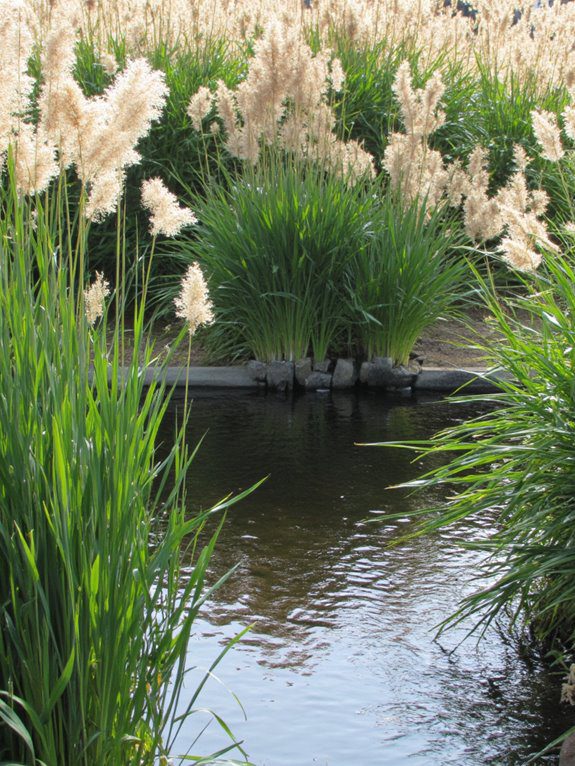 serene pond with grasses