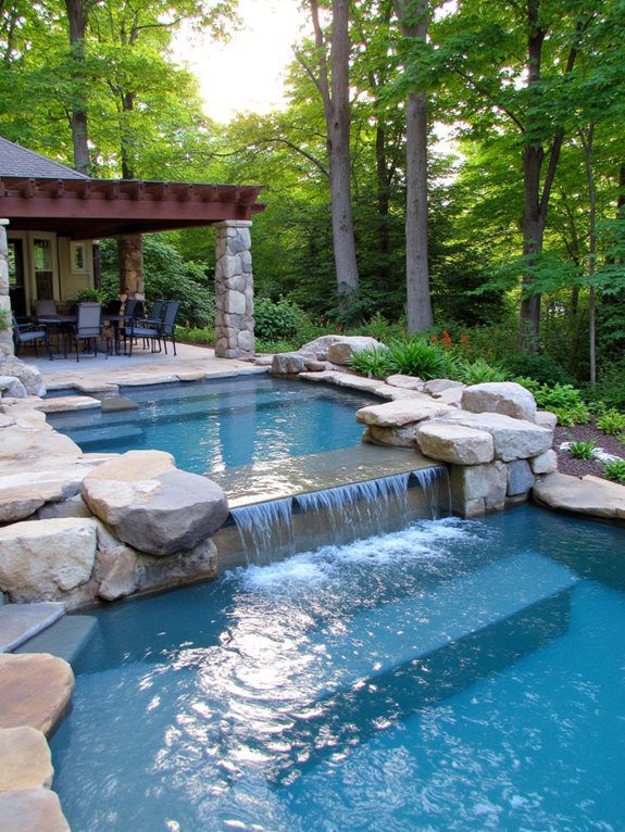 split level natural swimming pool