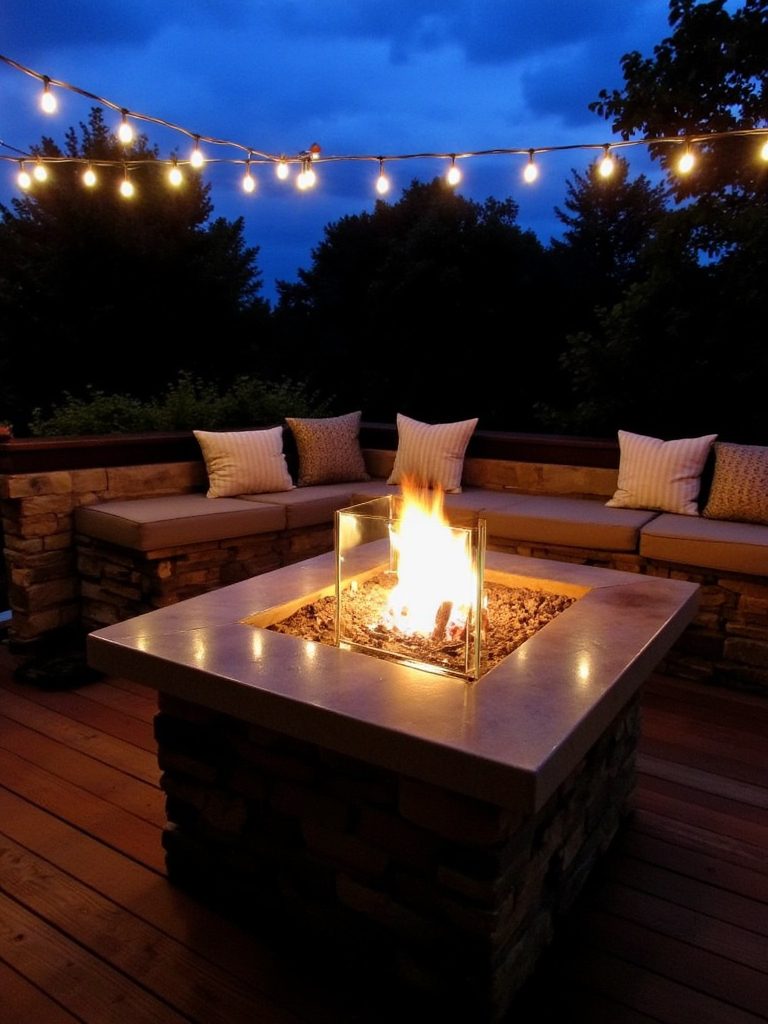 stylish built in fire pit
