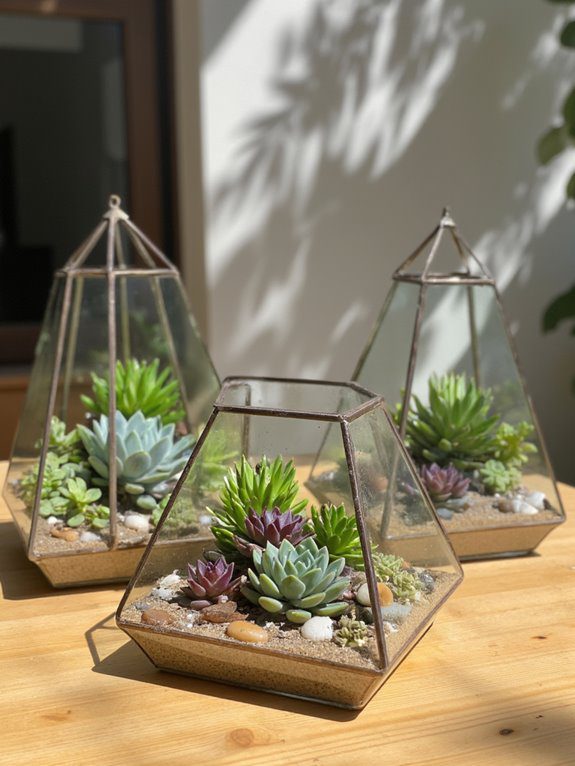 stylish succulent glass terrariums