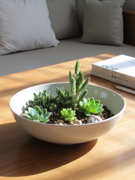 succulent shallow bowl garden