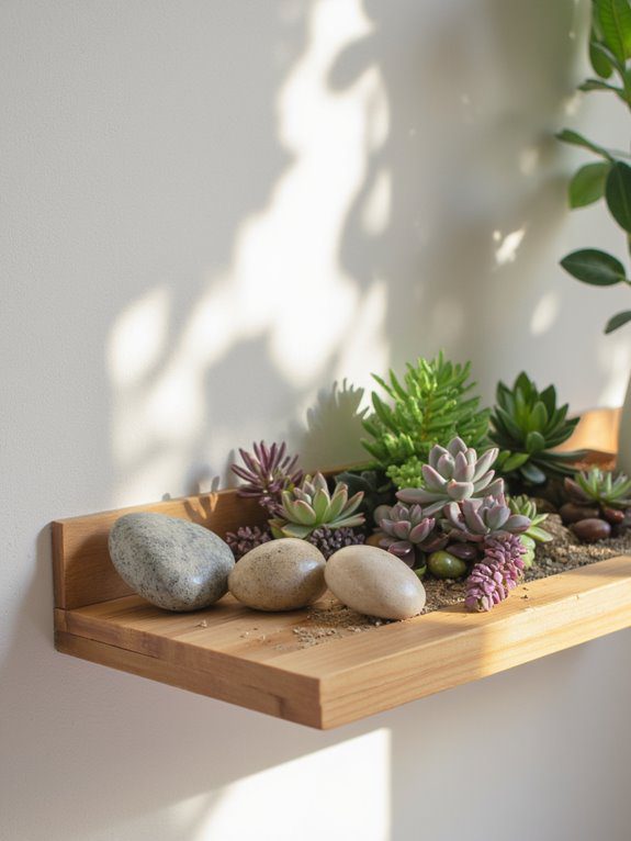 succulents with pebble accents