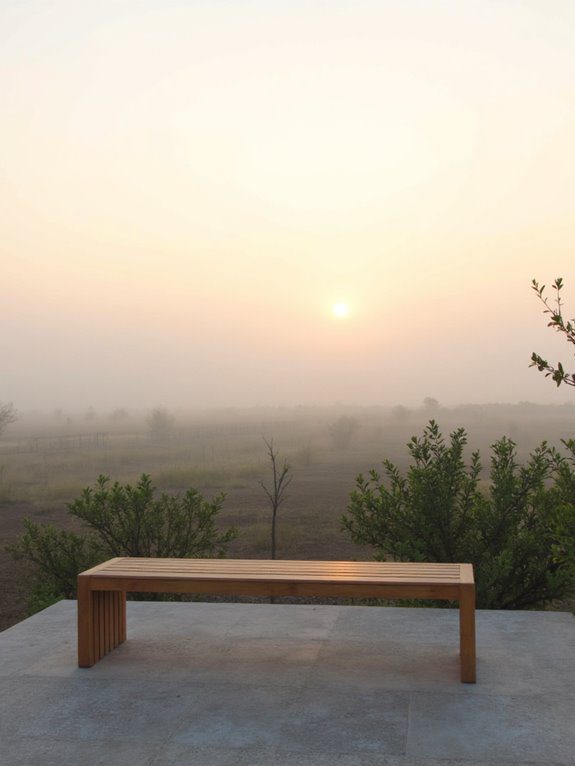 sunrise meditation with bench