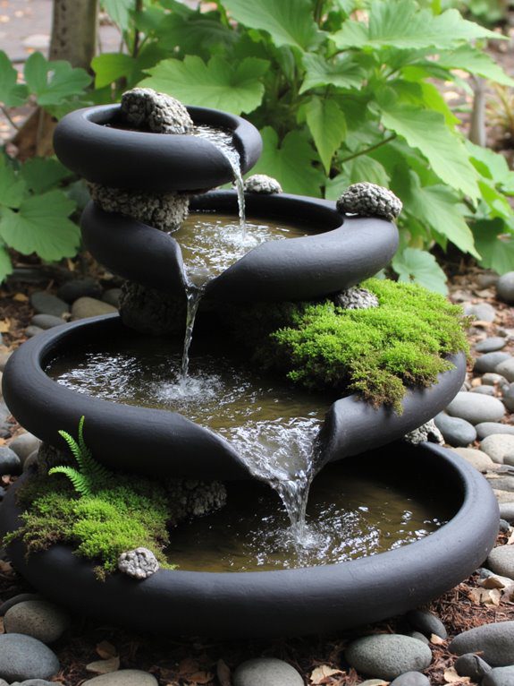 tiered water garden design