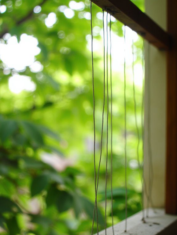tranquil balcony with wind chimes