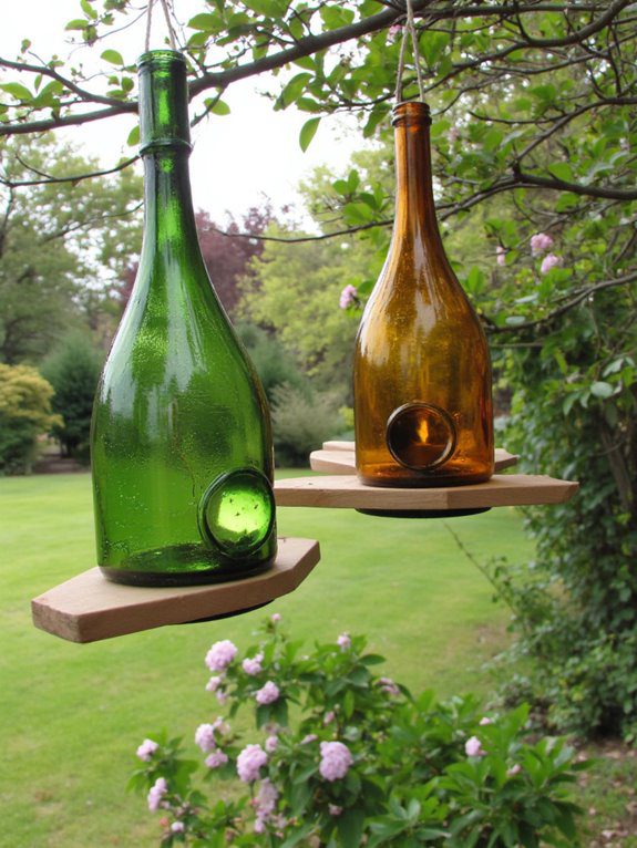 upcycled wine bottle feeders
