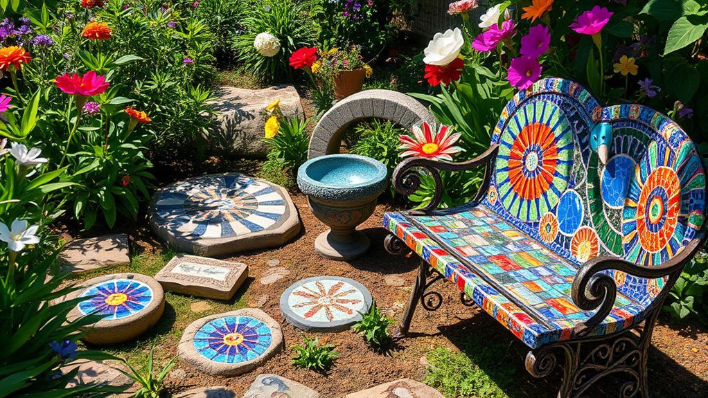 vibrant outdoor mosaic decor
