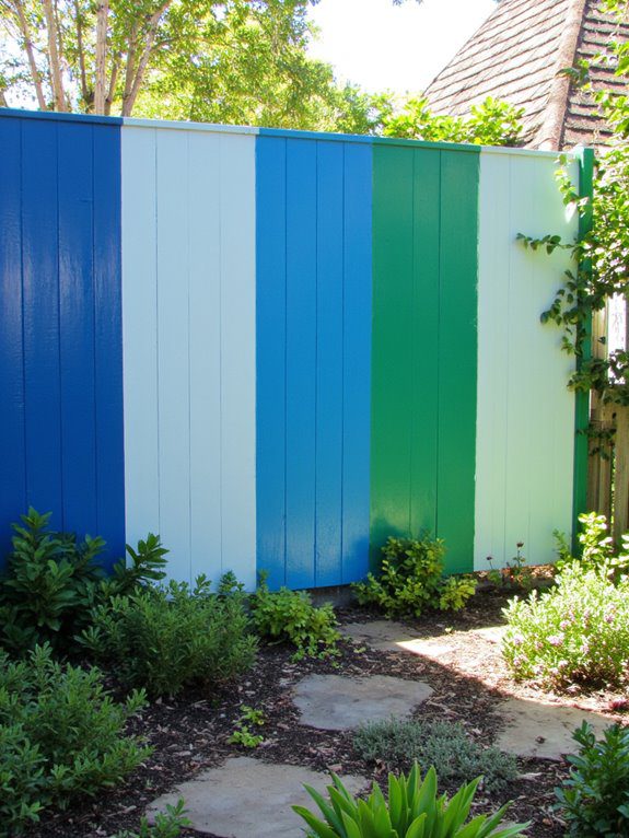 vibrant painted garden fences
