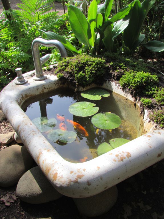 vintage sink water garden