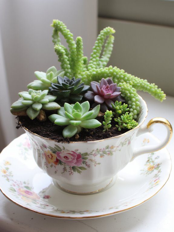 vintage teacup succulent planters