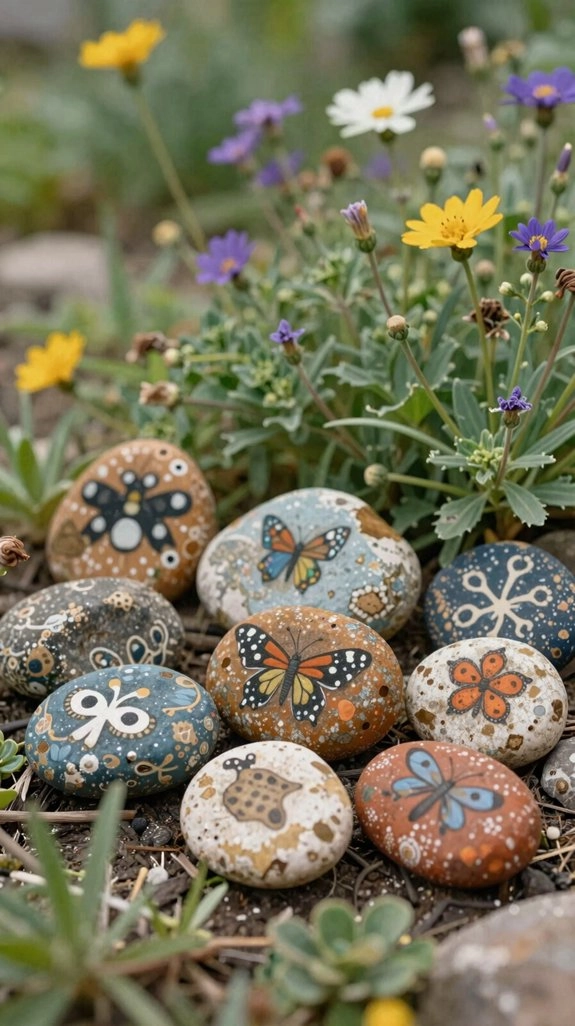 bee and butterfly rock garden blooms
