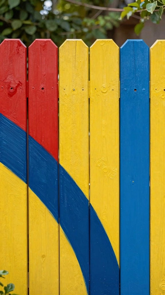 bold color block fence murals