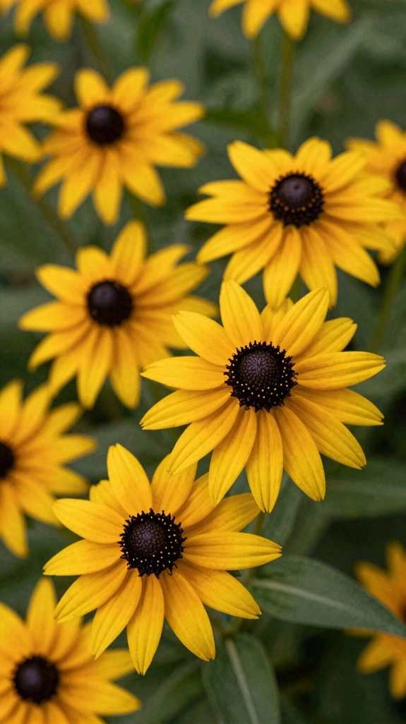 bold daisy blooms with black center