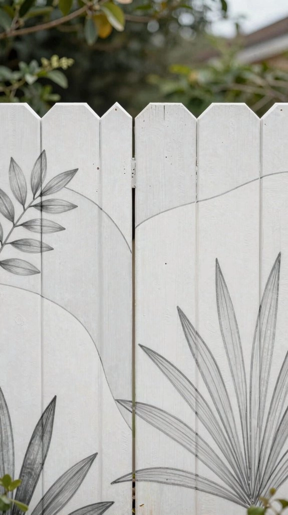 bold monochrome fence mural