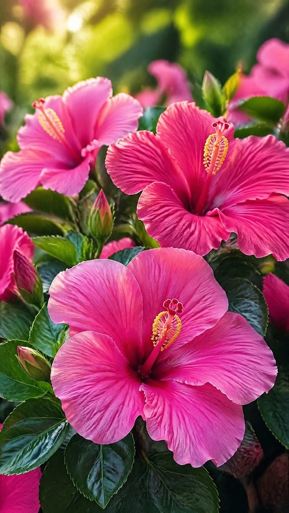 bold pink magenta hibiscus bed