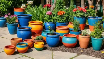 boldly painted outdoor pots