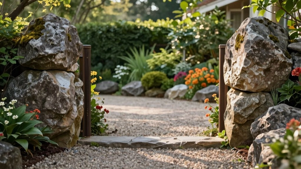 boulders frame driveway edges