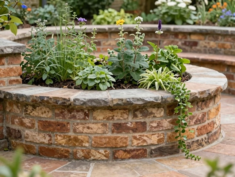 built in brick garden seat