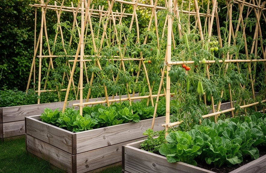 cedar and bamboo raised beds