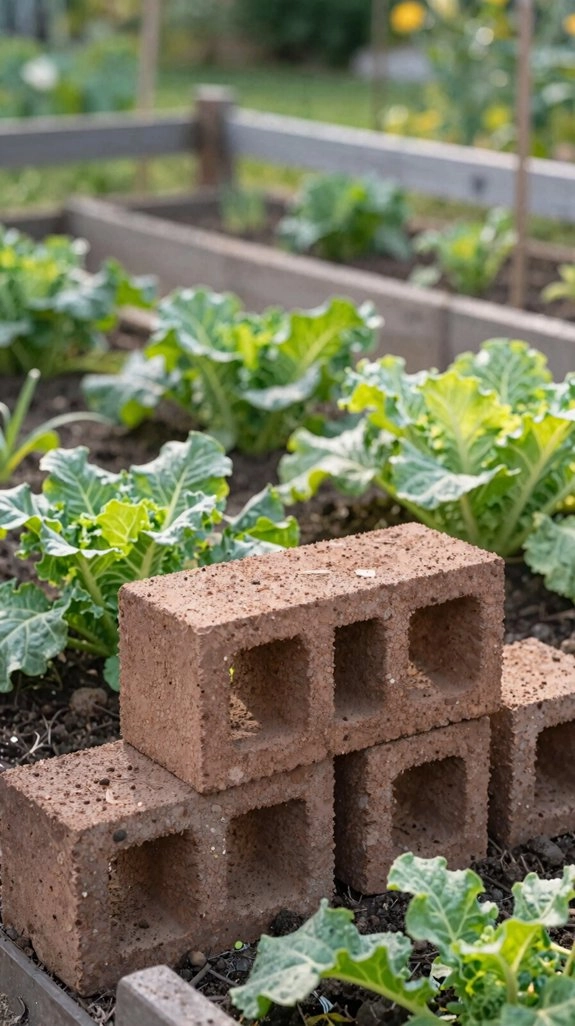 cinder block garden pest fence