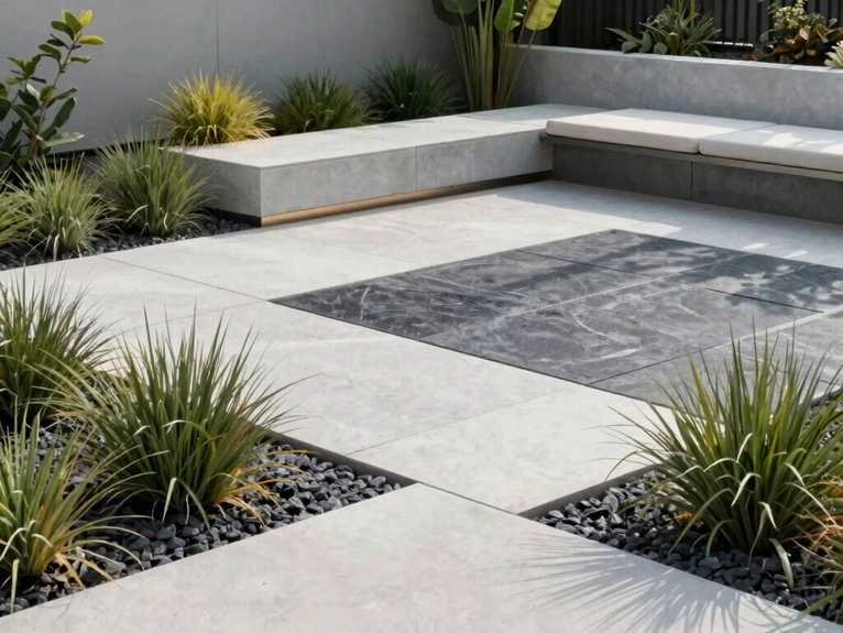 clean lined geometric modern hardscaping