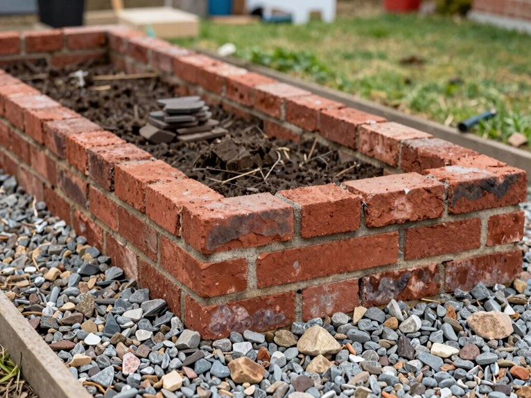 clear leveled compacted brick foundation