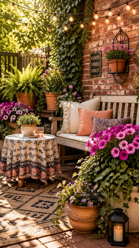 colorful potted plant clusters