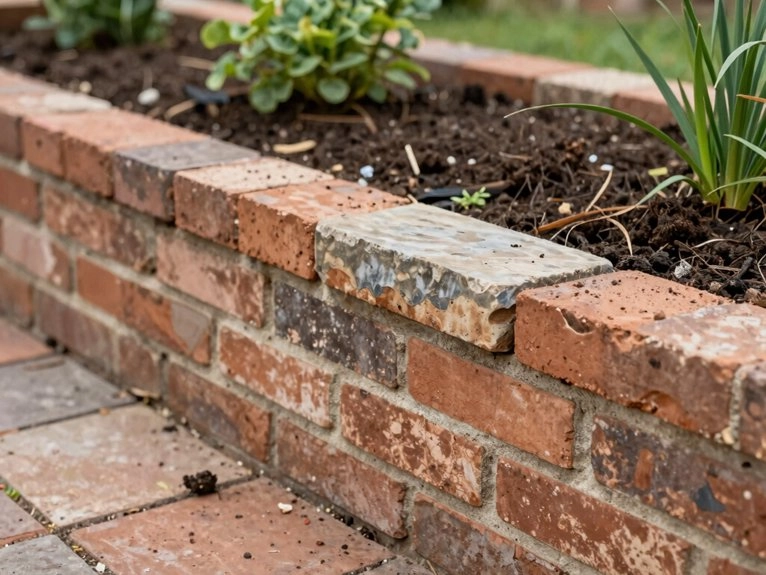 coped rounded brick bed tops