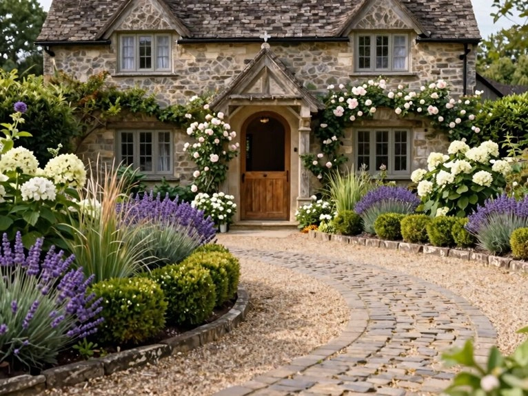 cottage farmhouse lavender driveway charm