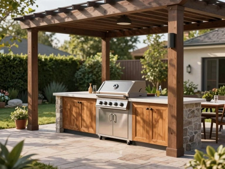 covered pergola provides shade and protection