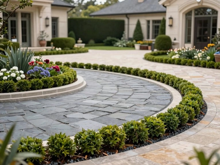 crisp curved bordered driveway edges