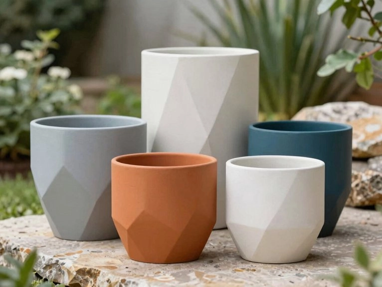 crisp geometric outdoor painted pots