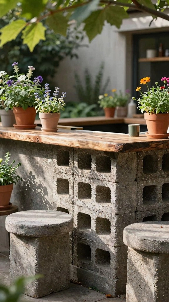 diy cinder block garden bar