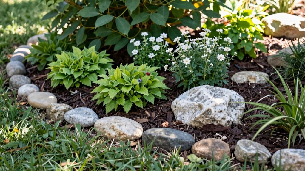 edging mulch stone accents