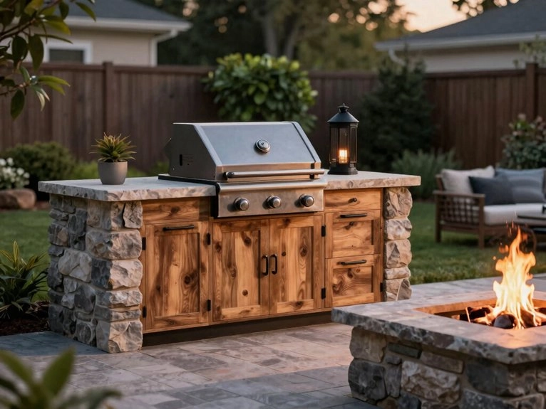 fire pit near grill