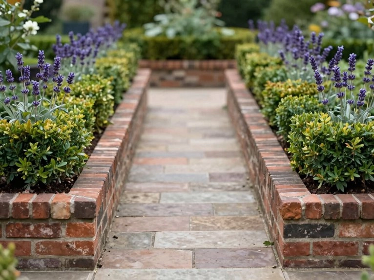 formal symmetrical brick beds