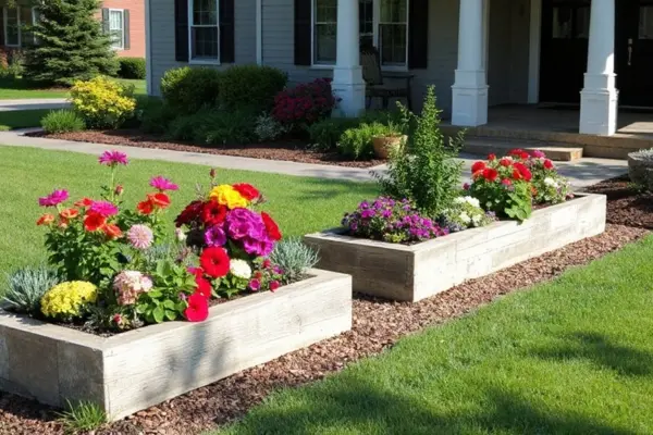 front yard raised flowerbeds