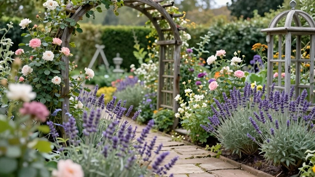 garden room entry with arbors
