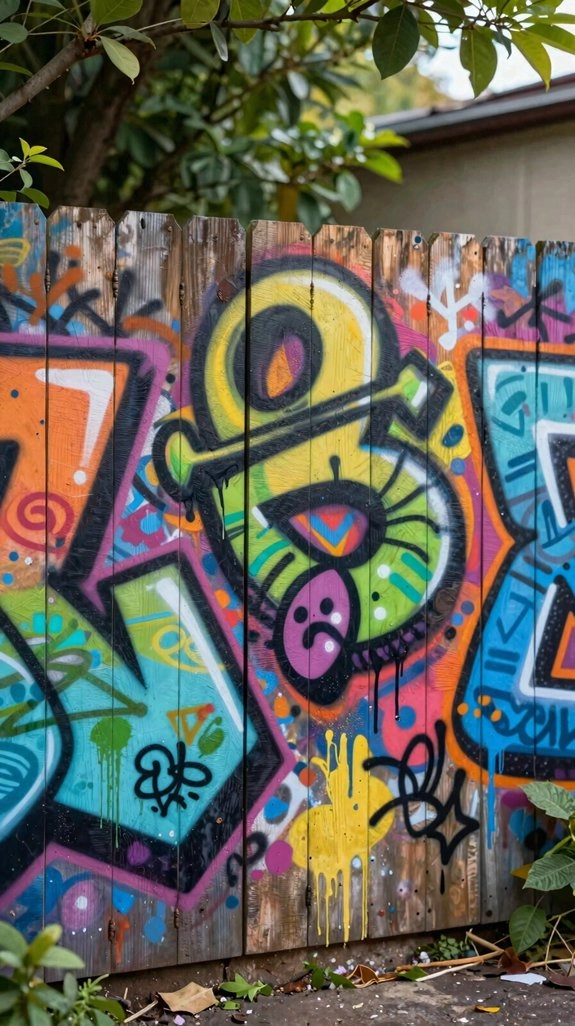 graffiti leafy fence style details