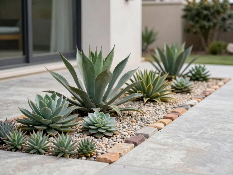 grouped low maintenance succulent garden