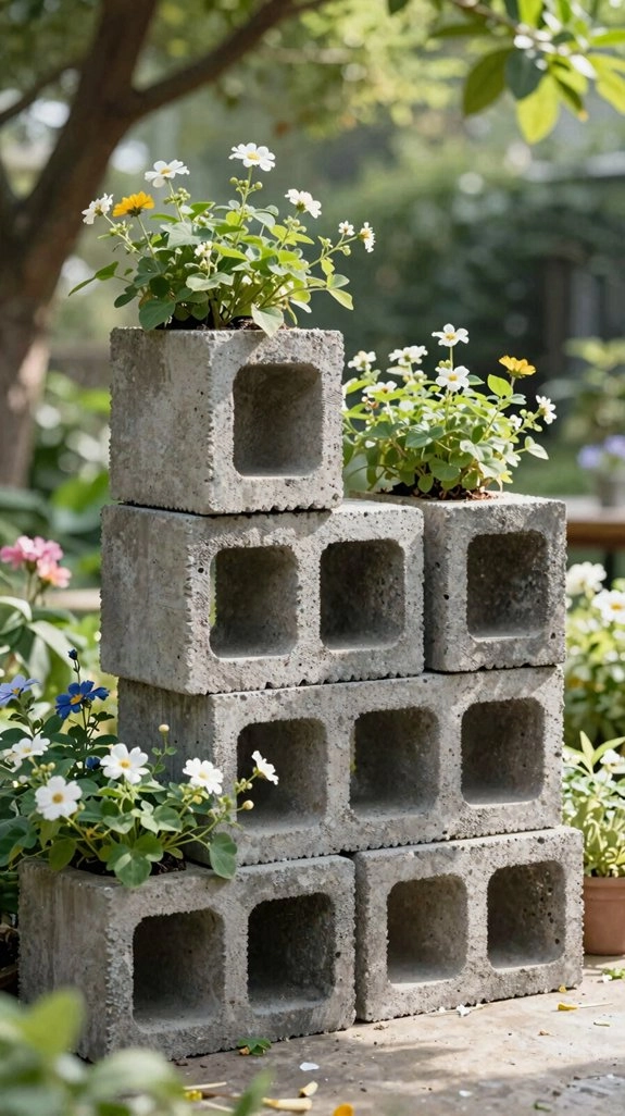 hollow block planter bench