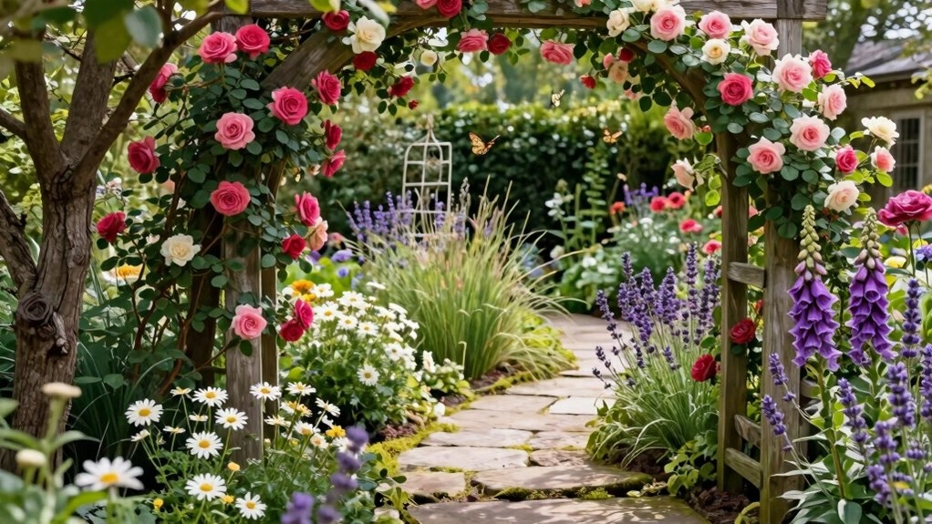 layered cottage garden planting