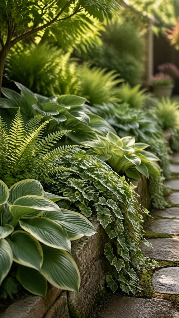 layered textures with evergreens